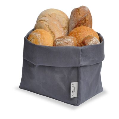 grande cestino per il pane XXL // moderno // pelle vegana come alternativa al tessuto | cestino pieghevole per cardare 21cm Ø - antracite