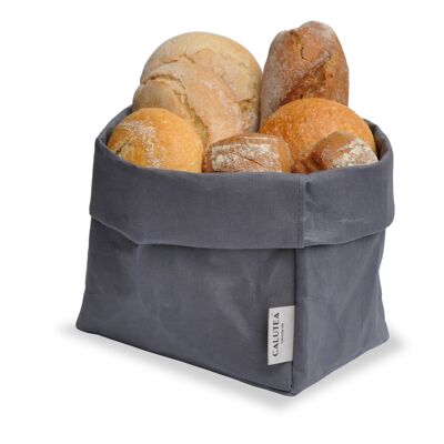 grande cestino per il pane XXL // moderno // pelle vegana come alternativa al tessuto | cestino pieghevole per cardare 21cm Ø - antracite