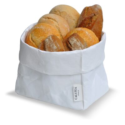 large XXL bread basket // modern // vegan leather as a fabric alternative | foldable carding basket 21cm Ø - white