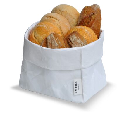 large XXL bread basket // modern // vegan leather as a fabric alternative | foldable carding basket 21cm Ø - white
