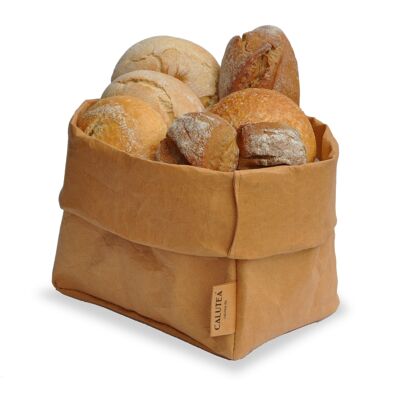 grande cestino per il pane XXL // moderno // pelle vegana come alternativa al tessuto | cestino pieghevole per carte 21cm Ø - sabbia