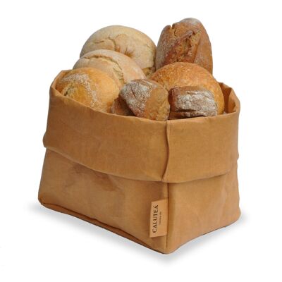 grande cestino per il pane XXL // moderno // pelle vegana come alternativa al tessuto | cestino pieghevole per carte 21cm Ø - sabbia