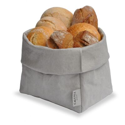 large XXL bread basket // modern // vegan leather as a fabric alternative | foldable card basket 21cm Ø - Stone