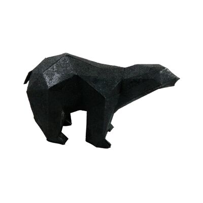 Origami bear in strong mat black cardboard