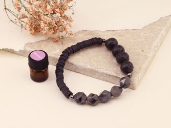 Bracelet d'aromathérapie en perles de Labradorite noire et pierres précieuses de lave 1