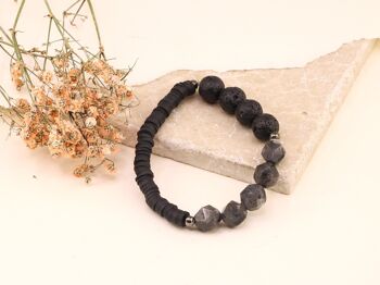 Bracelet d'aromathérapie en perles de Labradorite noire et pierres précieuses de lave 2