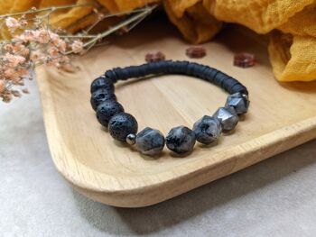Bracelet d'aromathérapie en perles de Labradorite noire et pierres précieuses de lave 3