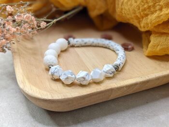 Bracelet d'aromathérapie perlé en perles de pierre gemme Howlite & Lava 4