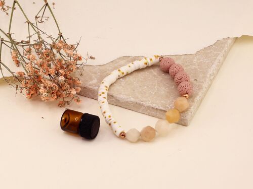 Aromatherapy Essential Oil Diffuser Bracelet - Rose Quartz & Lava Beads