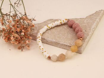 Bracelet d'aromathérapie en perles de quartz rose et pierres précieuses de lave 2