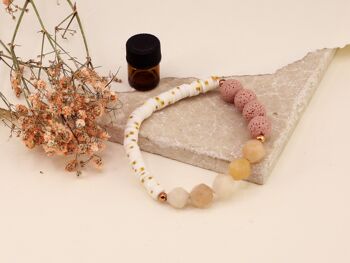 Bracelet d'aromathérapie en perles de quartz rose et pierres précieuses de lave 3