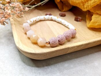 Bracelet d'aromathérapie en perles de quartz rose et pierres précieuses de lave 5