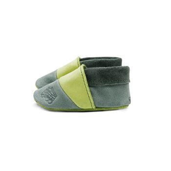 THEWO Chaussures pour enfants fabriquées en Allemagne en cuir gris - vert | Motif : les pompiers 2