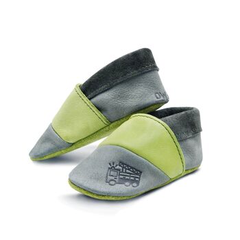 THEWO Chaussures pour enfants fabriquées en Allemagne en cuir gris - vert | Motif : les pompiers 3