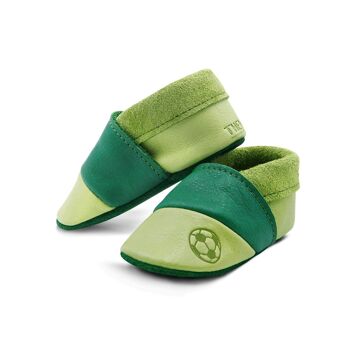 THEWO | Chaussures pour enfants en éco-cuir | Couleur : vert - vert foncé | Motif : football 1