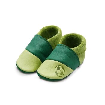 THEWO | Chaussures pour enfants en éco-cuir | Couleur : vert - vert foncé | Motif : football 2