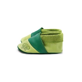 THEWO | Chaussures pour enfants en éco-cuir | Couleur : vert - vert foncé | Motif : papillon 2