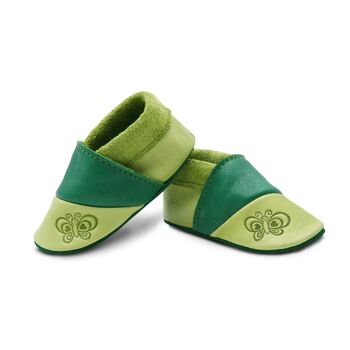 THEWO | Chaussures pour enfants en éco-cuir | Couleur : vert - vert foncé | Motif : papillon 3