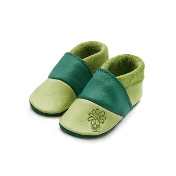 THEWO | Chaussures pour enfants en éco-cuir | Couleur : vert - vert foncé | Motif : fleur 4
