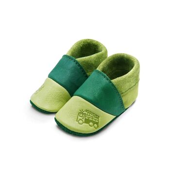 THEWO | Chaussures pour enfants en éco-cuir | Couleur : vert - vert foncé | Motif : les pompiers 3
