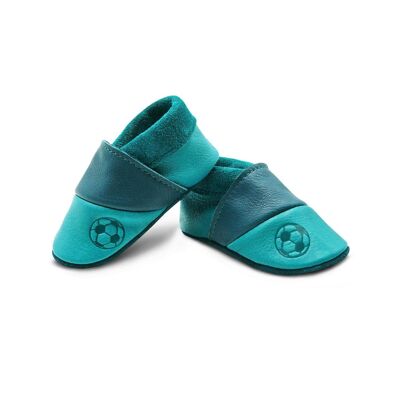 THEWO | Chaussures pour enfants en éco-cuir | Couleur : bleu - bleu foncé | Motif : football