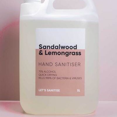 5 Litre Scented Sanitiser Gel Refill Bottle - 5L Sandalwood