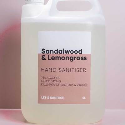 5 Litre Scented Sanitiser Gel Refill Bottle - 5L Sandalwood