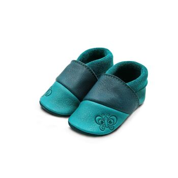 THEWO | Chaussures pour enfants en éco-cuir | Couleur : bleu - bleu foncé | Motif : papillon 2