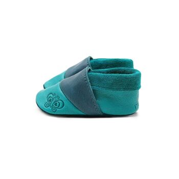 THEWO | Chaussures pour enfants en éco-cuir | Couleur : bleu - bleu foncé | Motif : papillon 4