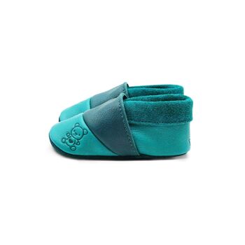 THEWO | Chaussures pour enfants en éco-cuir | Couleur : bleu - bleu foncé | Motif: Nounours 2