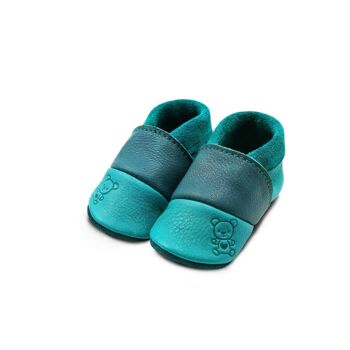 THEWO | Chaussures pour enfants en éco-cuir | Couleur : bleu - bleu foncé | Motif: Nounours 4