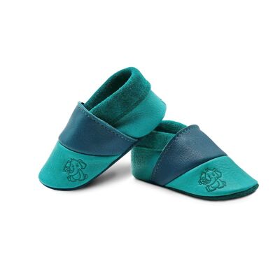 THEWO | Zapatos para niños de ecopiel | Color: azul - azul oscuro | Motivo: elefante