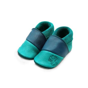 THEWO | Chaussures pour enfants en éco-cuir | Couleur : bleu - bleu foncé | Motif : éléphant 2