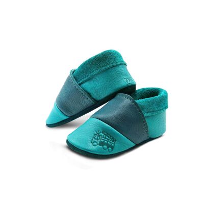 THEWO | Chaussures pour enfants en éco-cuir | Couleur : bleu - bleu foncé | Motif : les pompiers