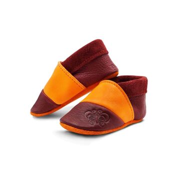 THEWO | Chaussures pour enfants en éco-cuir | Couleur : rouge - orange | Motif : papillon 1