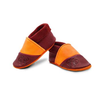 THEWO | Chaussures pour enfants en éco-cuir | Couleur : rouge - orange | Motif : papillon 3