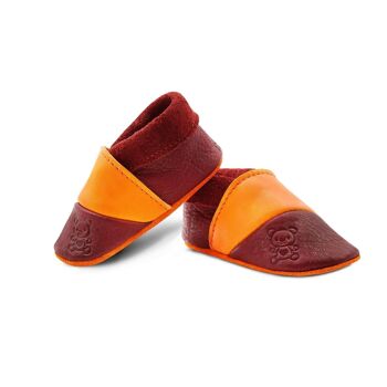 THEWO | Chaussures pour enfants en éco-cuir | Couleur : rouge - orange | Motif: Nounours 1