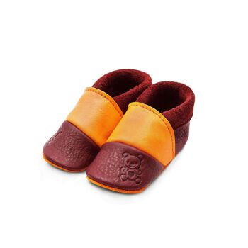 THEWO | Chaussures pour enfants en éco-cuir | Couleur : rouge - orange | Motif: Nounours 3