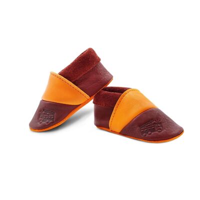THEWO | Children's shoes made of eco-leather | Color: red - orange | Motive: fire brigade