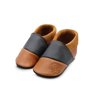 THEWO | Chaussures pour enfants en éco-cuir | Couleur : marron - noir | Motif : éléphant 2