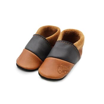 THEWO | Chaussures pour enfants en éco-cuir | Couleur : marron - noir | Motif : les pompiers 4