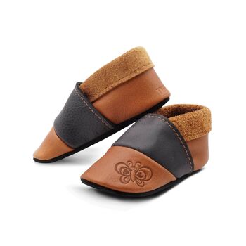 THEWO | Chaussures pour enfants en éco-cuir | Couleur : marron - noir | Motif : papillon 3