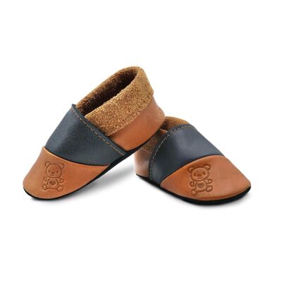 THEWO | Children's shoes made of eco-leather | Color: brown - black | Motif: Teddy