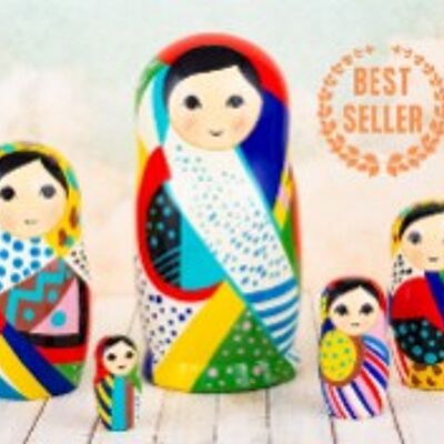 Nesting dolls for kids multicolored pattern18 cm  5 Pieces