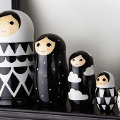 Matryoshka dolls black and white rhombuses 10 cm.  5 Pieces