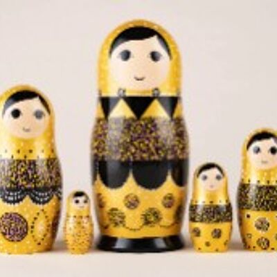 Russian nesting dolls gold leaf Matryoshka 18 cm. 5 Pieces