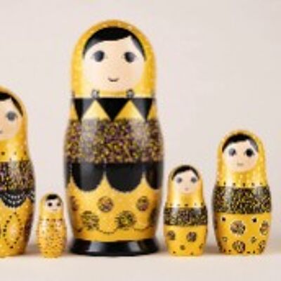 Russian nesting dolls gold leaf Matryoshka 18 cm. 5 Pieces