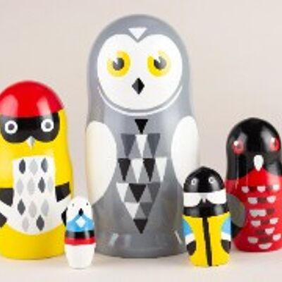 Owl Stack Dolls 18 cm. 5 Pieces