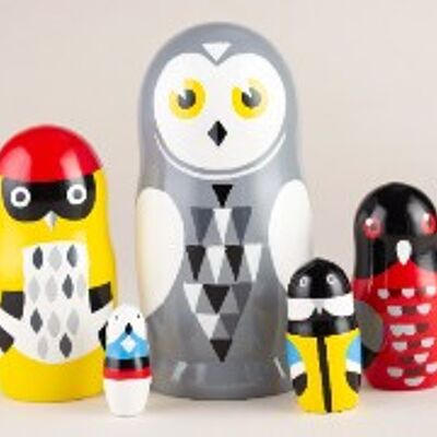 Owl Stack Dolls 10 cm. 5 Pieces