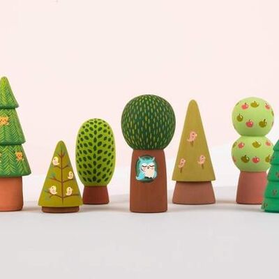 Wooden forest toy set Woodland Peg dolls set